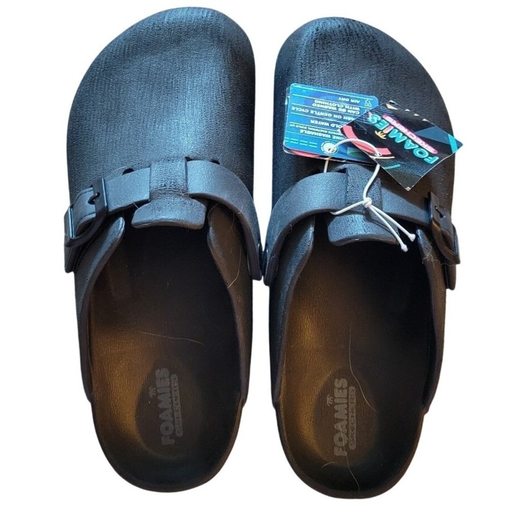 Skechers Foamies Mens Black Clog Sandals Slip On Buckle Shoes 243070 Size 10 NEW - Picture 3 of 6